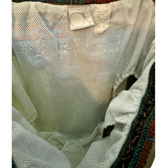 Vintage Y2K OP Ocean Pacific Tribal Green Mesh Lined Swim Shorts Men’s XL - Picture 4 of 4